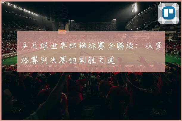 乒乓球世界杯锦标赛全解读:从资格赛到决赛的制胜之道